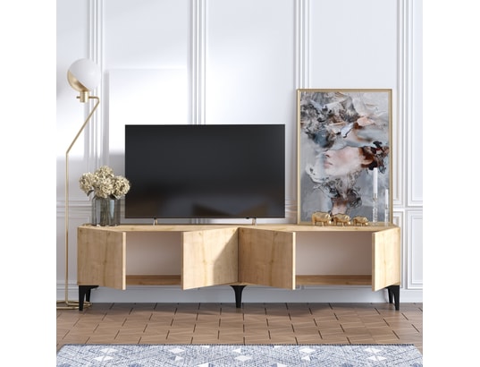 CONCEPT1 - Meuble TV Nora - Saphir, Chêne 180 x 50 x 35