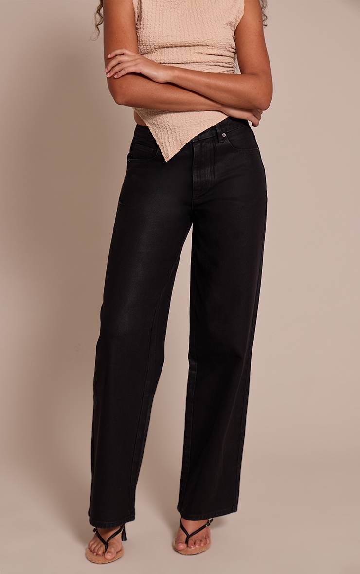 Noir Jean Large Effet Enduit Tall