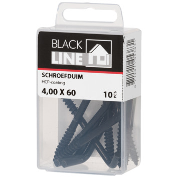 Blackline schroefduim zwart 4x60 mm 10 stuks