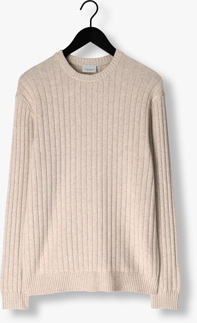 beige profuomo trui pullover crew neck wool blend