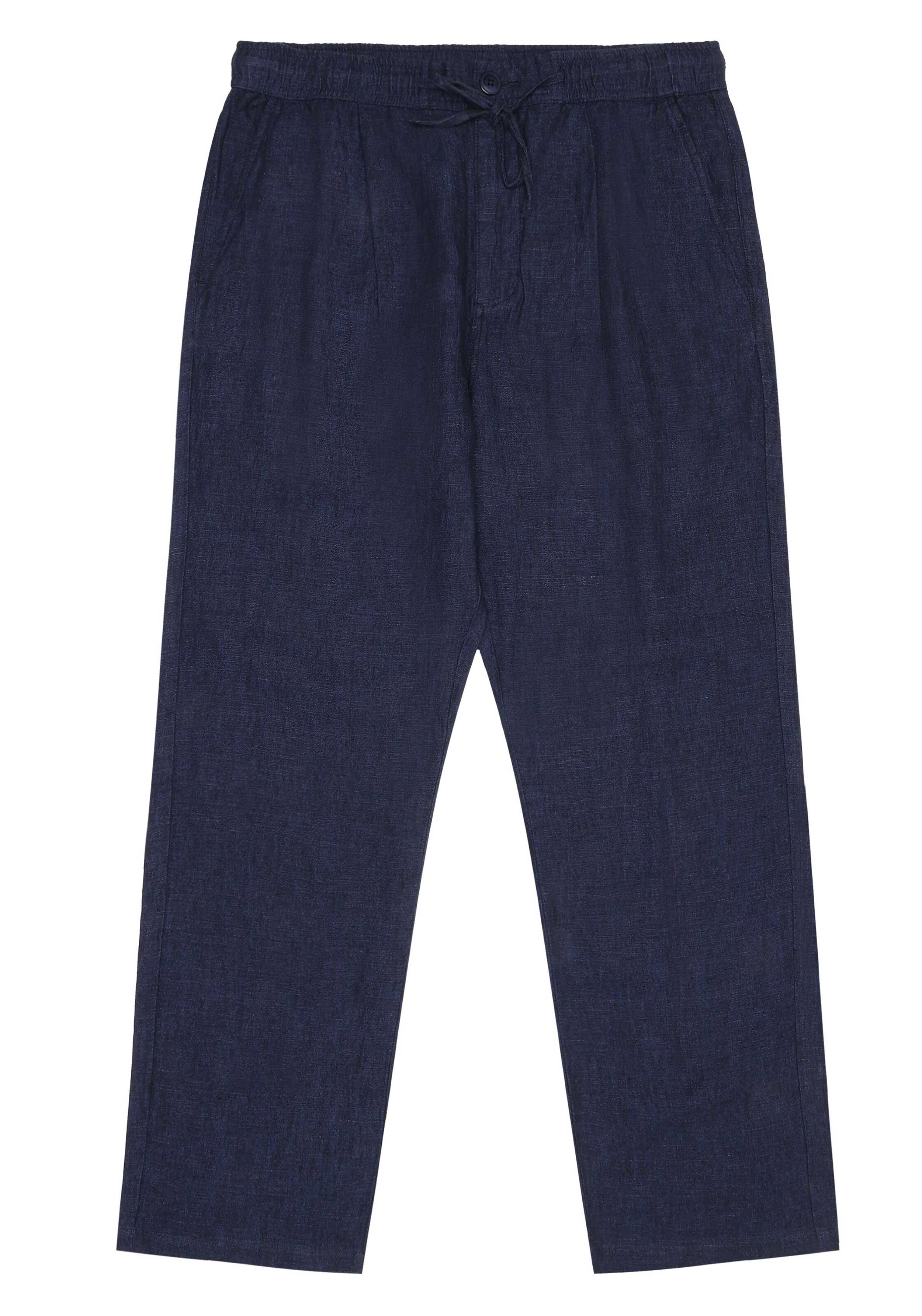 Knowledge Cotton Apparel Leinenhose Fig Loose Linen Pants Yarndyed - Total Eclipse