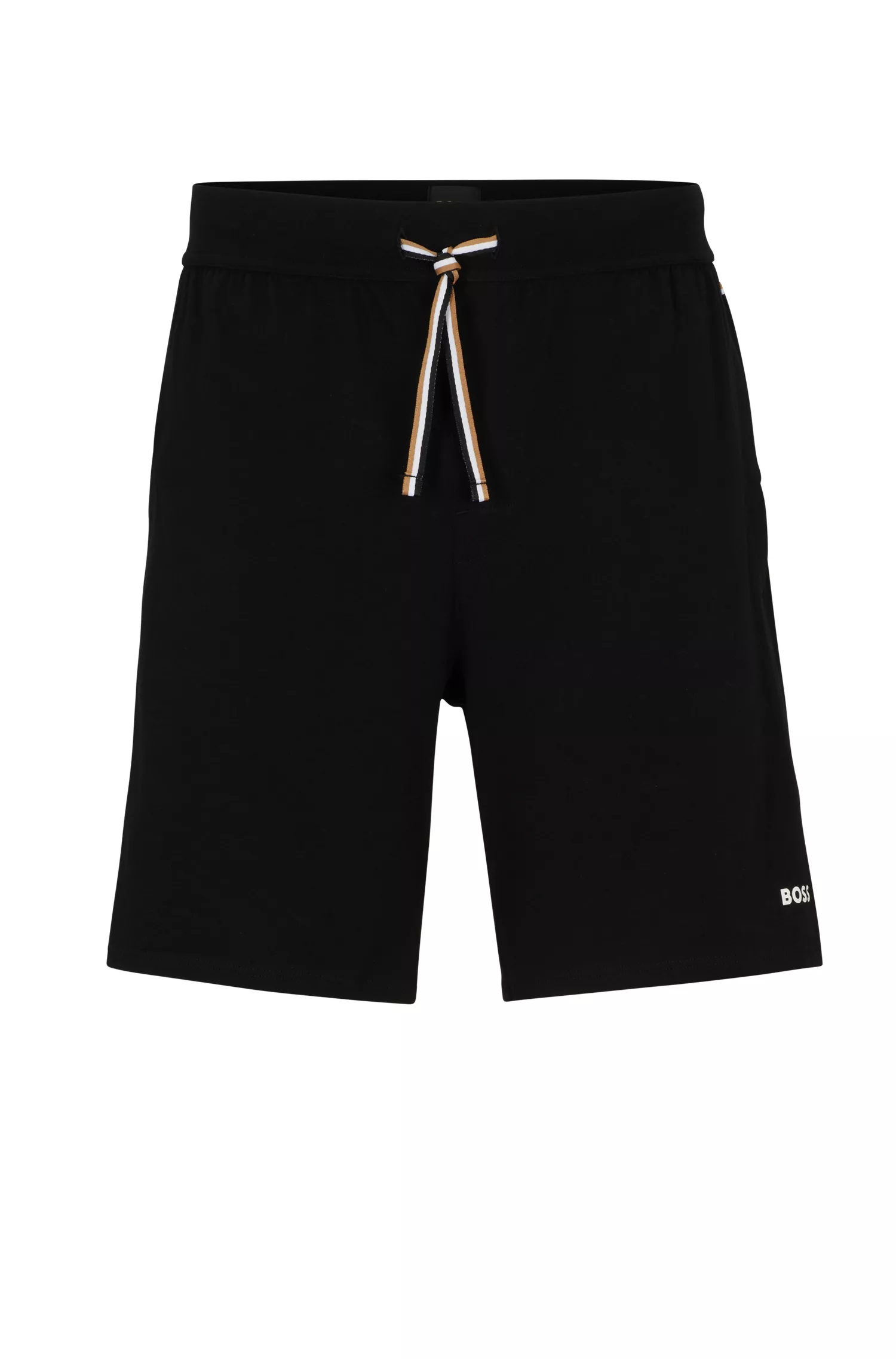 Shorts de pijama BOSS em algodão stretch preto com estampa do logotipo