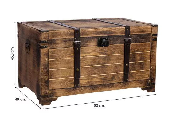 Coffre en bois marron 80x49x45,5