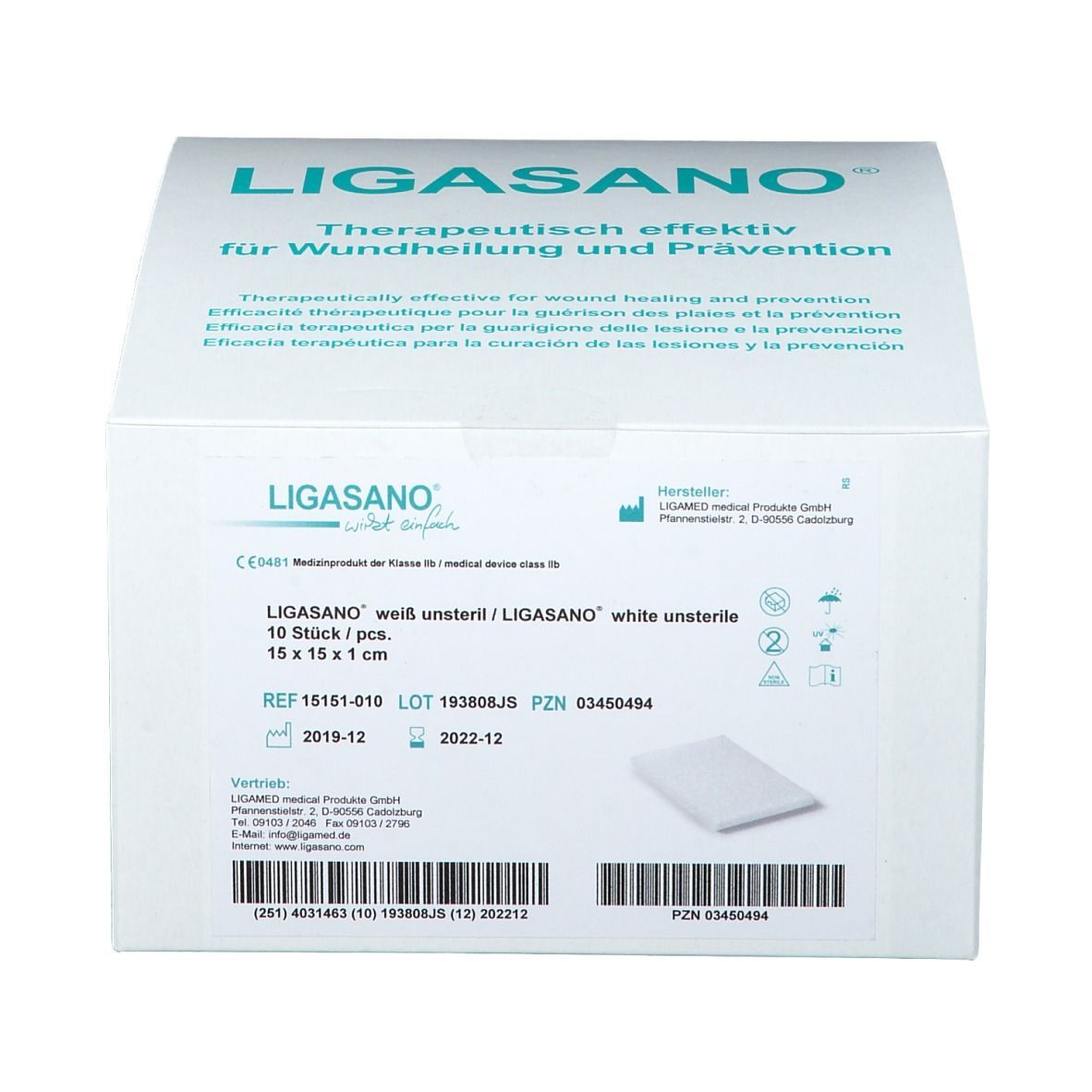 LIGASANO® Pads 15 x 15 x 1 cm unsteril