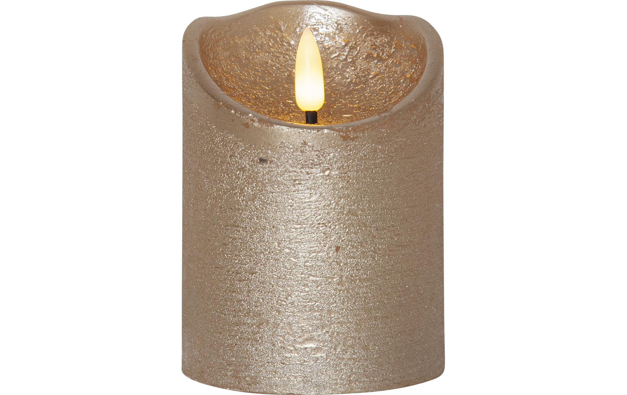 LED-Kerze Flamme Rustic, Ø 7.5 x 10 cm, GoldLED-Echtwachskerze für Innenbereich mit Timer-Funktion