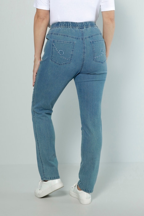 Jeans, Slim Fit, Ziernaht, 4-Pocket, Elastikbund