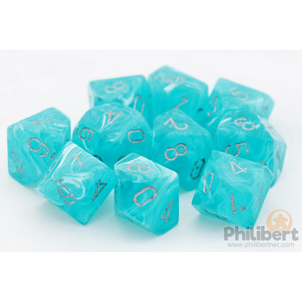 Set de 10 Dés 10 Faces Chessex : Cirrus