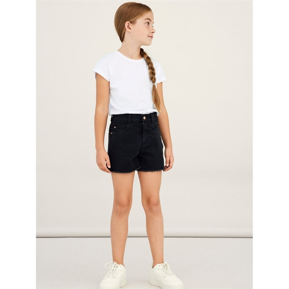 Køb Name it Black Denim Rose Mom Denim Shorts Noos