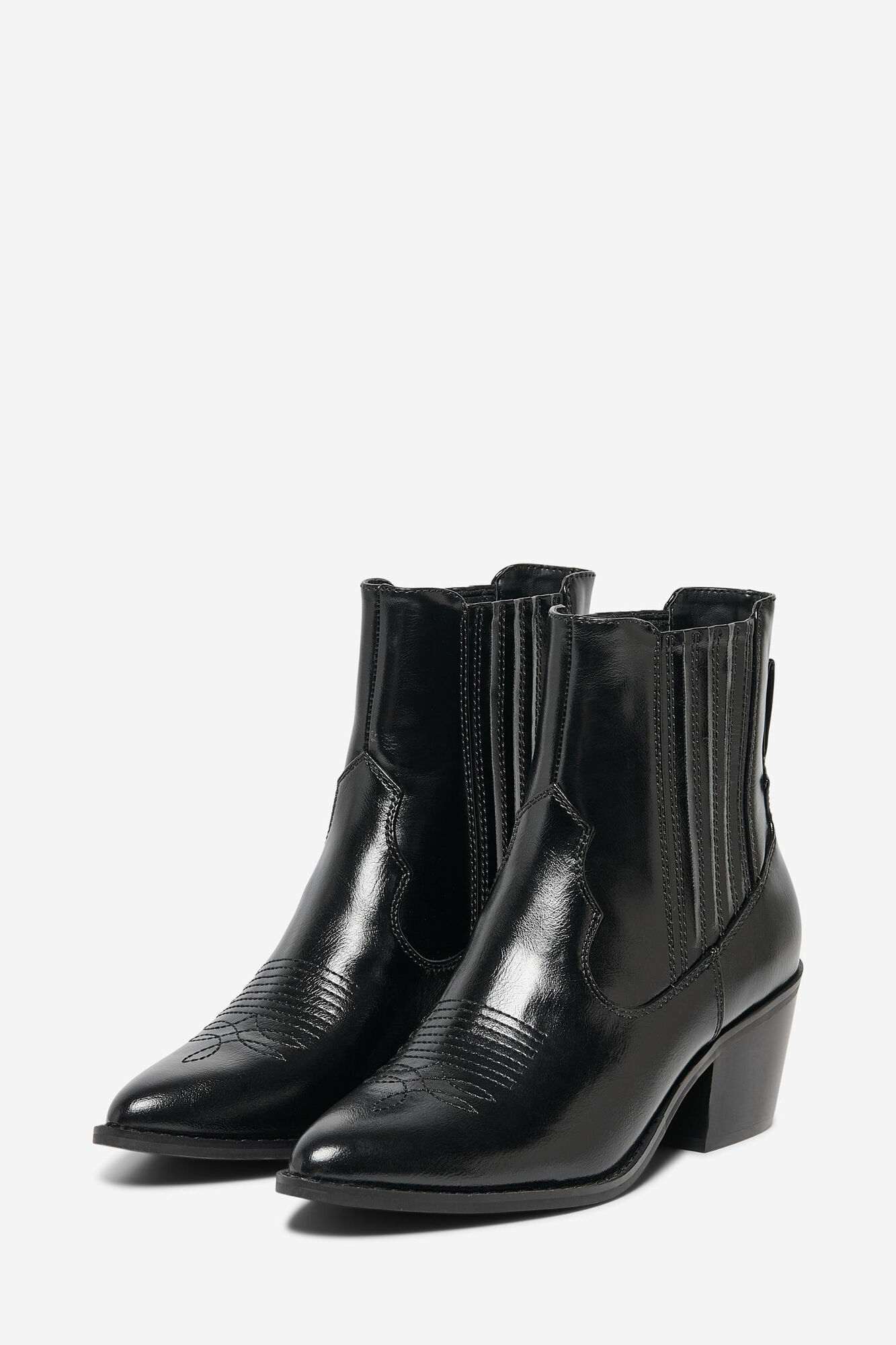 Botas de cowboy pretas em couro sintético