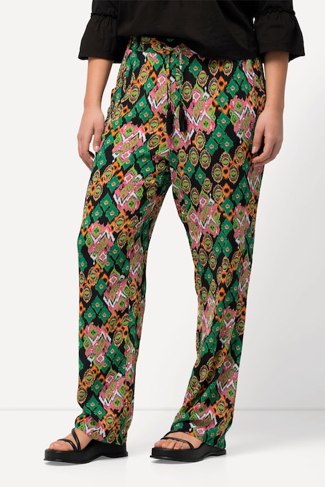 Schlupfhose Rose, Ethnodruck, Elastikbund, Krepp