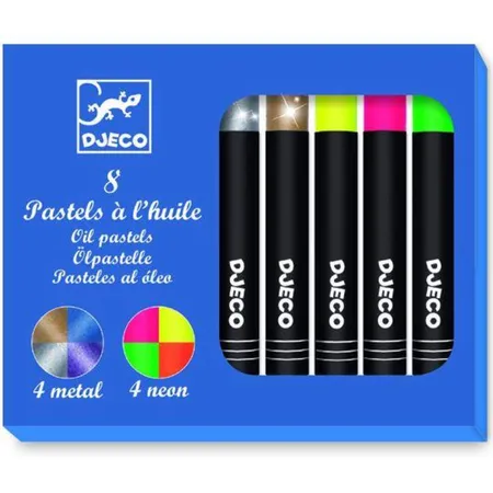 Djeco 8 Ölpastell-Kreiden Pop-Colours auswaschbar