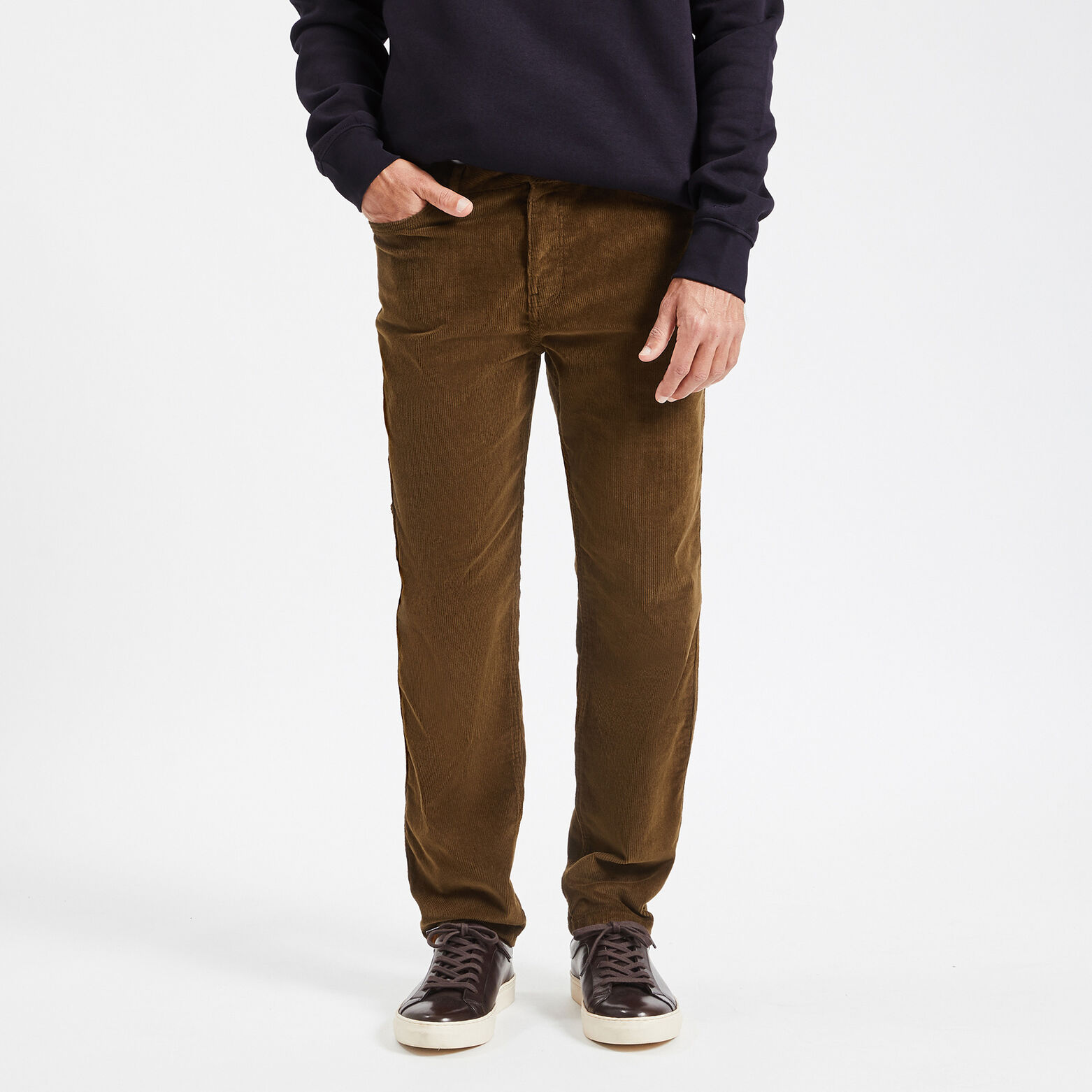 Pantalon chino style charpentier en velours Marron