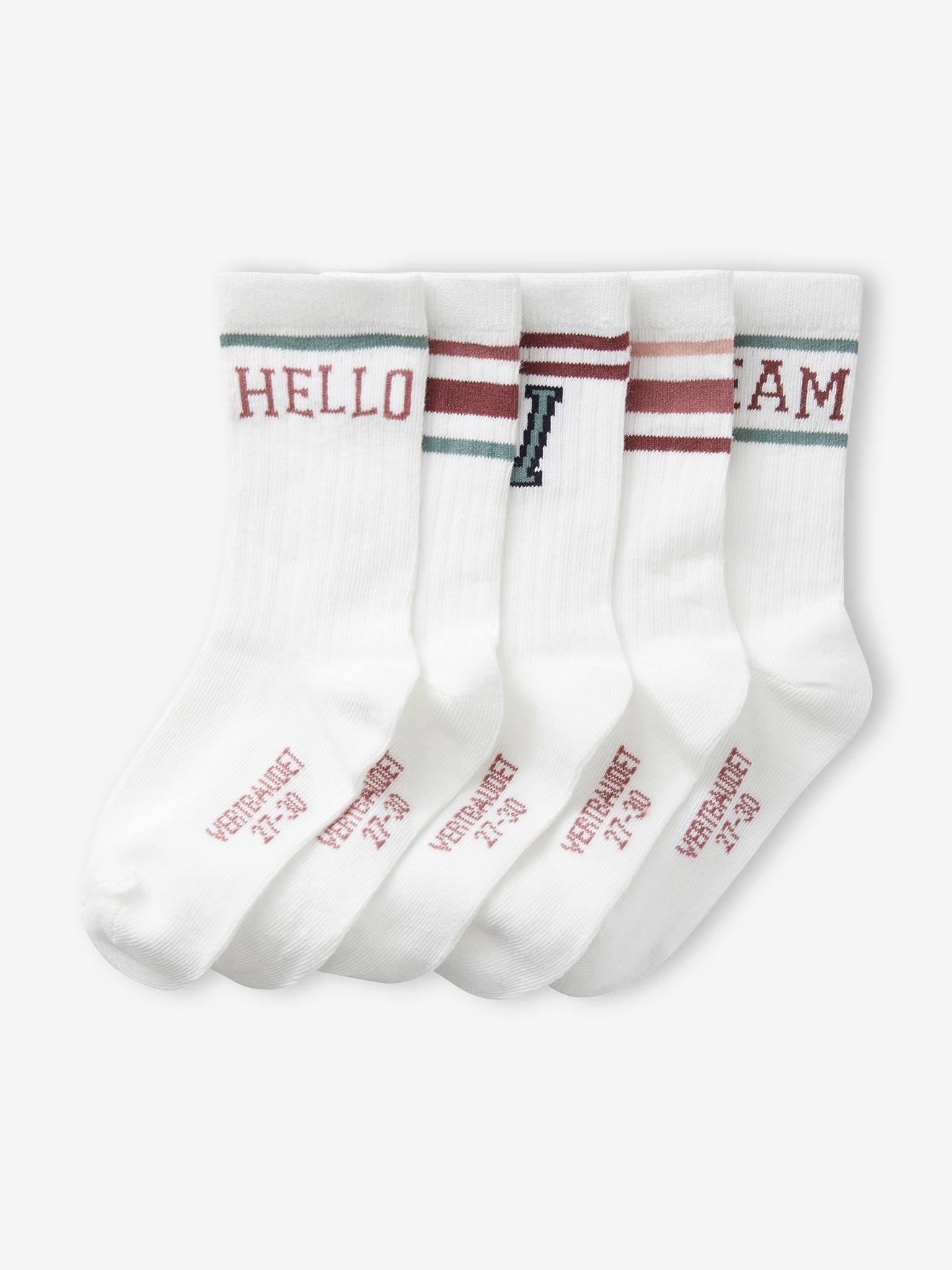 Pacote com 5 pares de meias esportivas bege para meninas