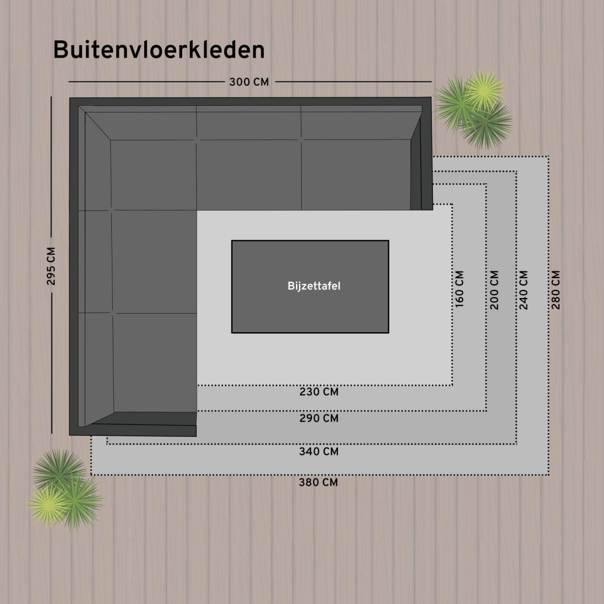 Buiten vloerkleed Boa - Groen|Wit - dubbelzijdig - EVA Interior