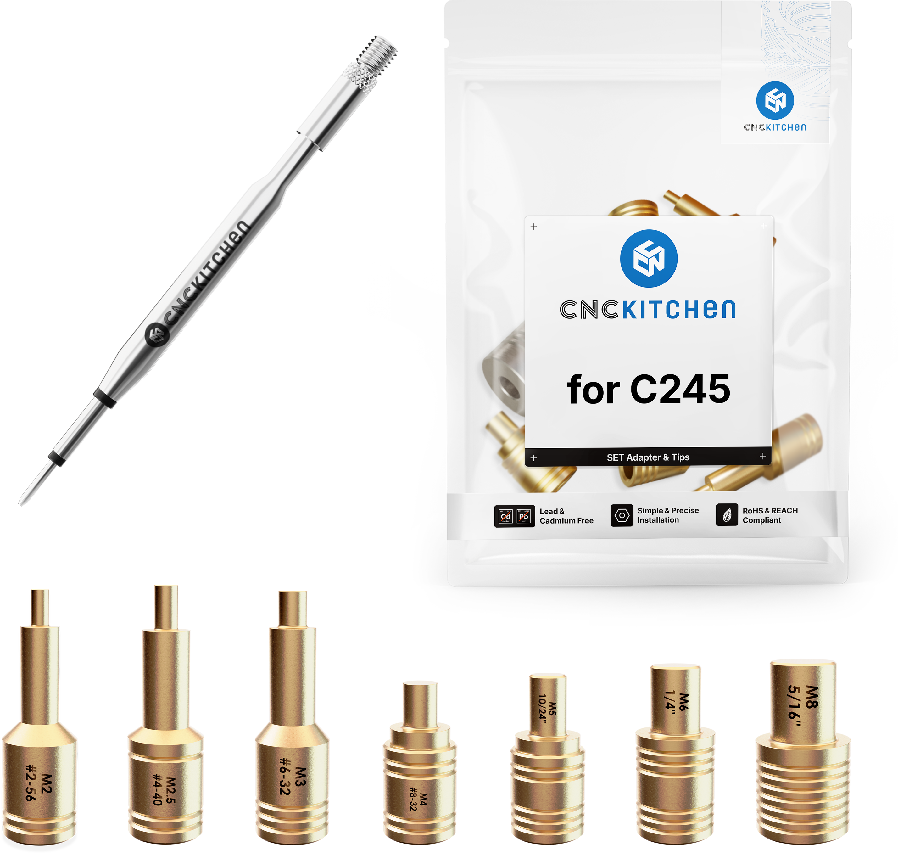 CNC Kitchen  Einschmelzhilfen + C245 Adapter    Hochwertige Lötspitzen aus Messing