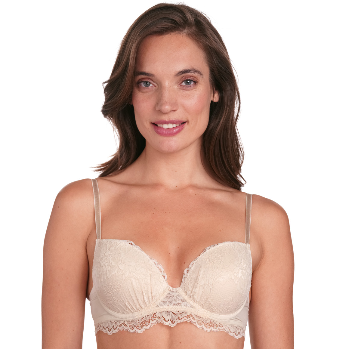 Gina Benotti Damen Push-Up-BH mit floraler Spitze cremeweiss