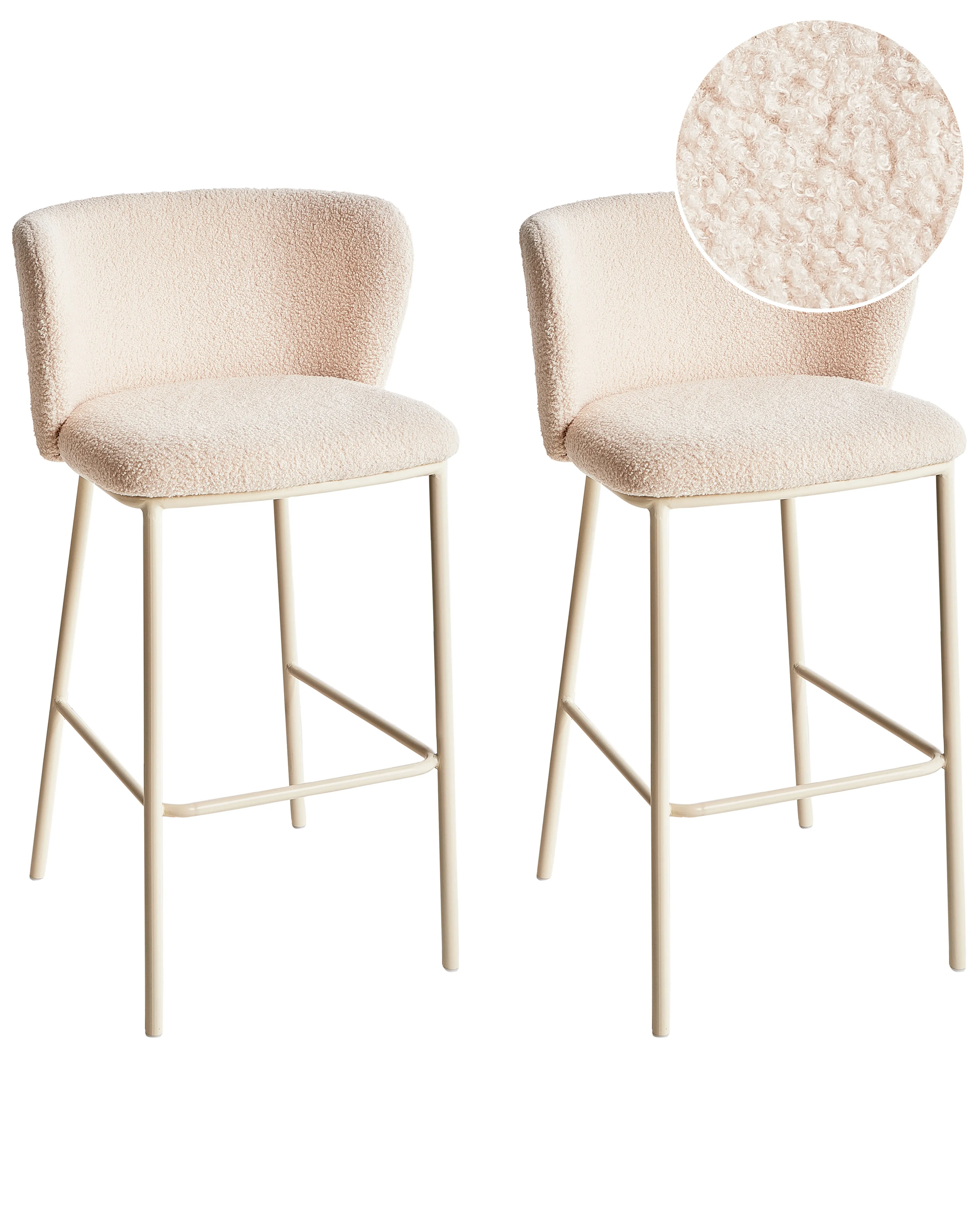 Set van 2 barstoelen MINA II Bouclé Lichtbeige