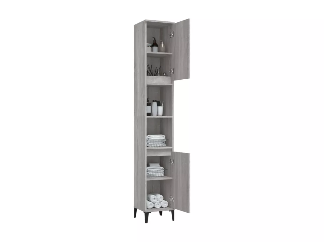 Armoire de bain sonoma gris 30x30x190 cm bois d'ingénierie