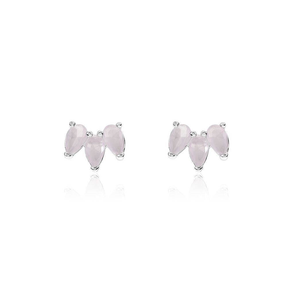 Boucles D'oreilles Puces Bailey Argent Blanc Verre