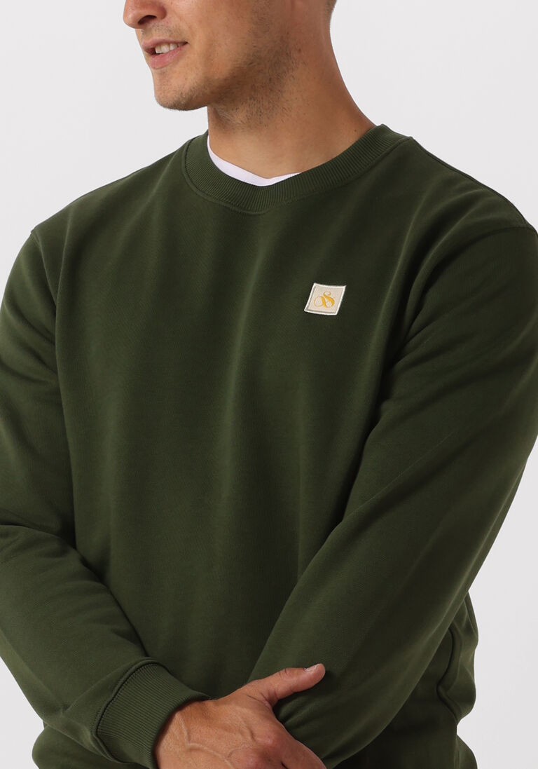SCOTCH & SODA groene scotch & soda trui essentials logo badge crew neck sweat