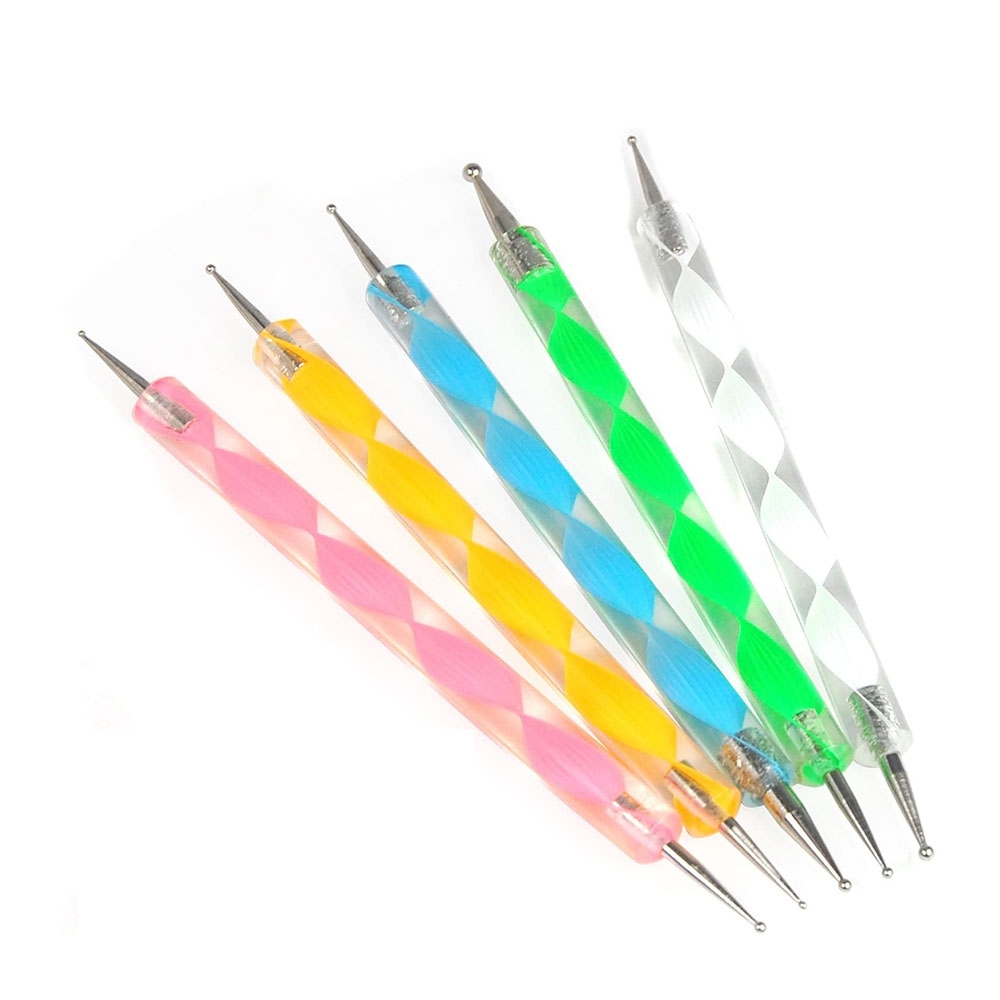 (5-tlg. Set) Dotting Pen Nail Art Nageldesign Dekorier Stift für UV Farbgel - Bunt