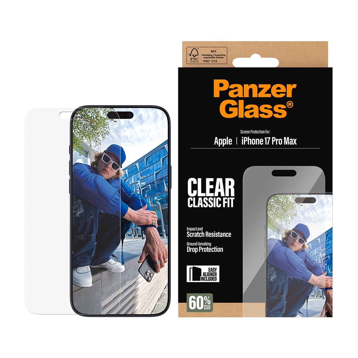 CARE by PanzerGlass Displayschutzglas »Classic Fit Screen Protector« für Apple iPhone 17 Pro Max Displayschutzfolie, Schutzfolie, Bildschirmschutz, kratz- & stossfest