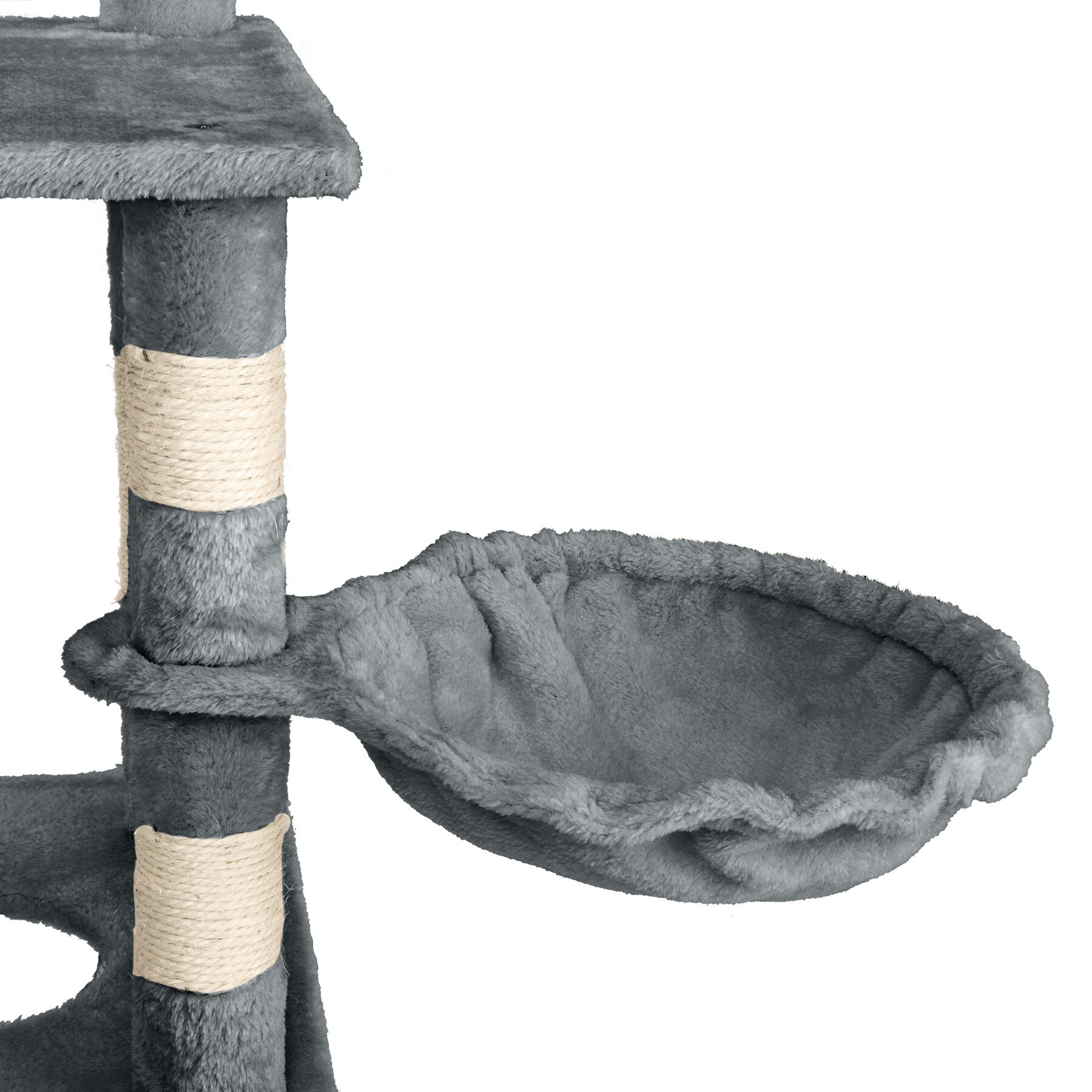 tectake® Kratzbaum, 141 cm, mit Katzenhaus, inklusive Spielkordel und Kippschutz