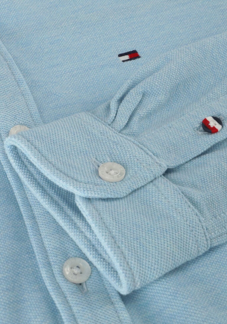 TOMMY HILFIGER lichtblauwe tommy hilfiger klassiek overhemd stretch pique shirt l/s