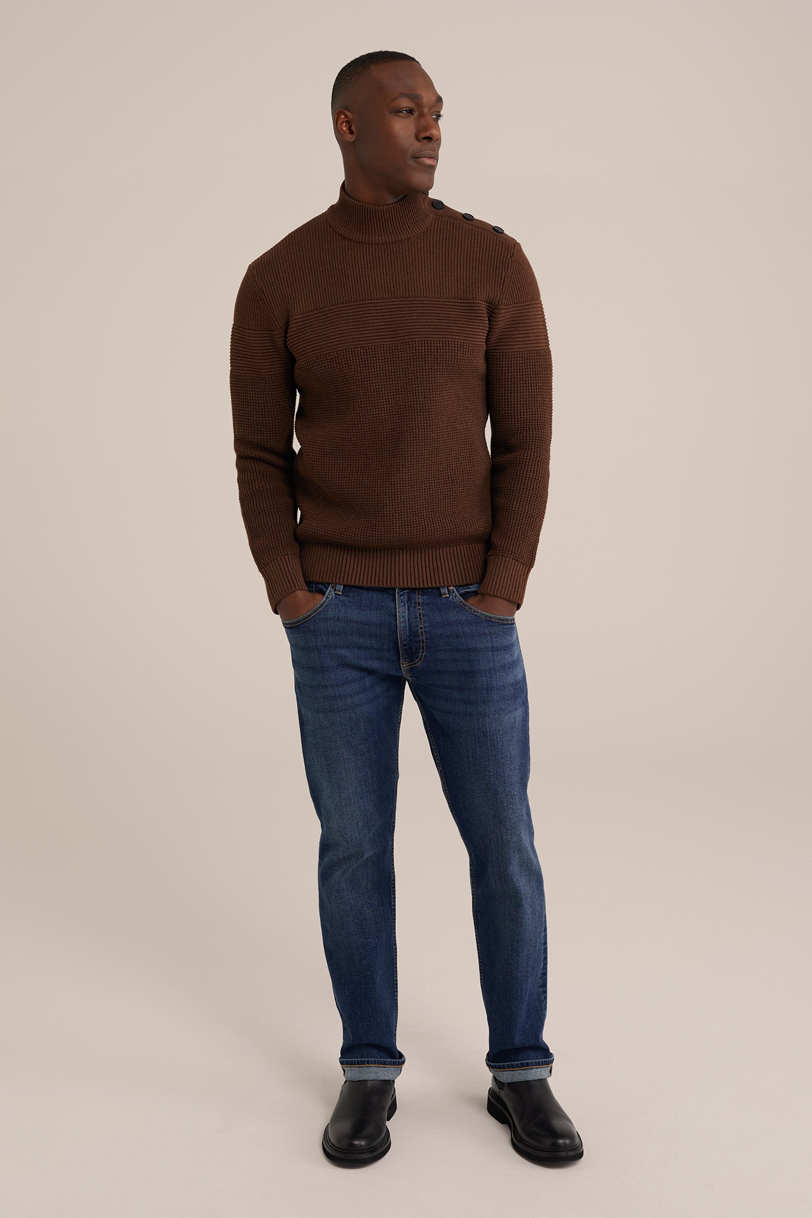 trui met structuur WE Fashion Bruin