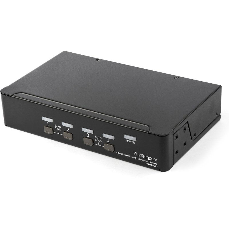 StarTech.com Switch KVM DisplayPort à 4 Ports - 4K60Hz - Écran Unique - Switch KVM USB UHD DP 1.2 à 2 Ports avec Hub USB 3.0 Intégré et Audio - Dell HP Apple Lenovo - Conforme TAA