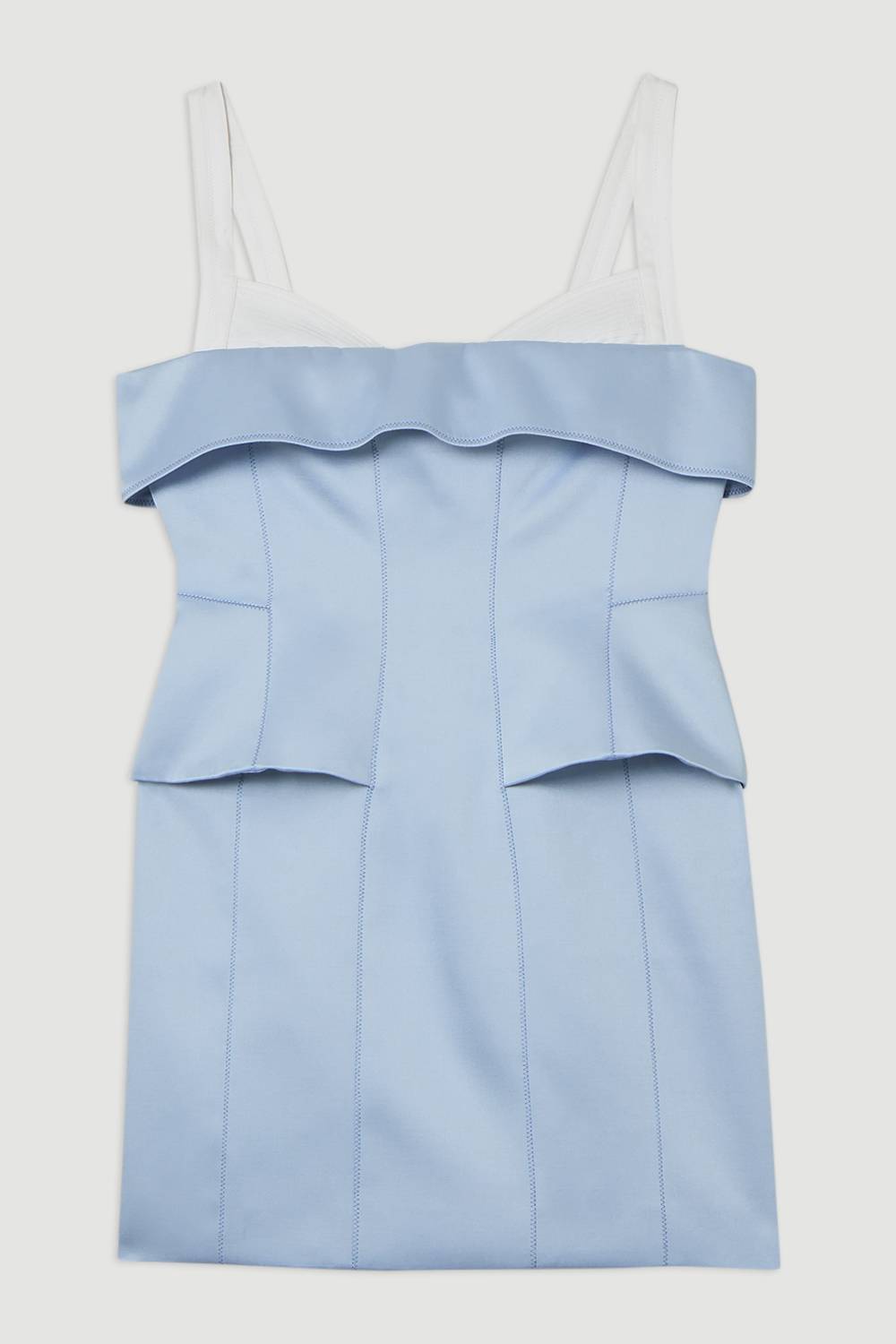 KarenMillen Robe mini structurée en viscose avec détails en couture satinée et peplum ajusté