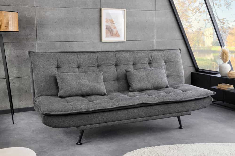 Modernes Schlafsofa JAZZ 190cm grau Strukturstoff 3-Sitzer Couch