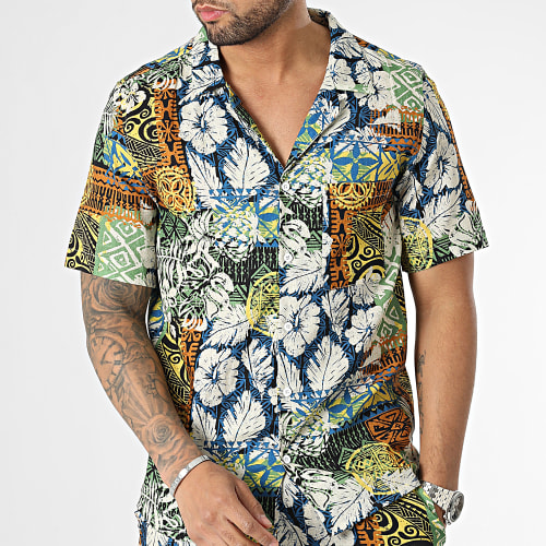 Ensemble Chemise Manches Courtes Et Short Jogging Beige Multi