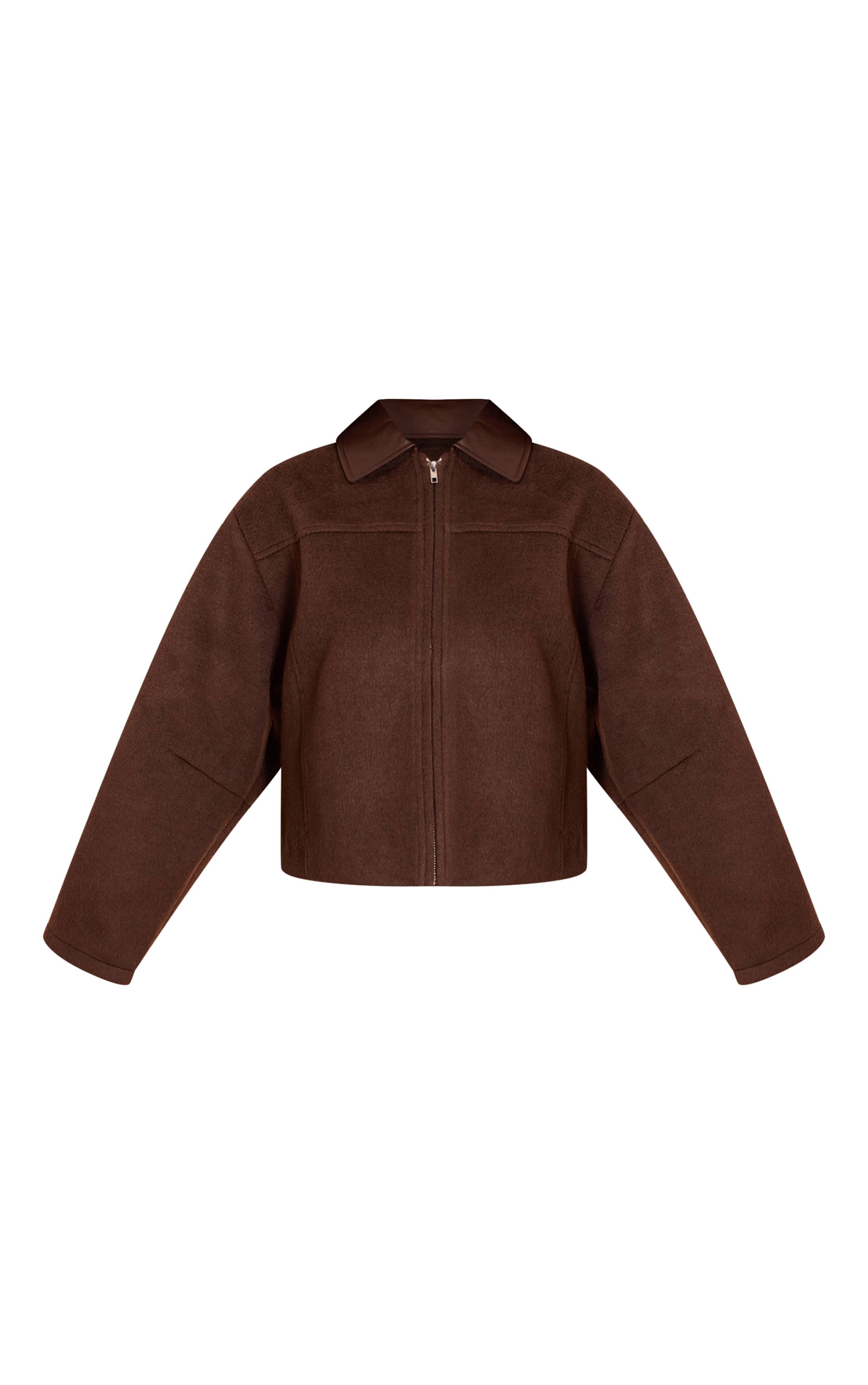 Chocolat Veste Zippée À Col En Synthétiquecuir