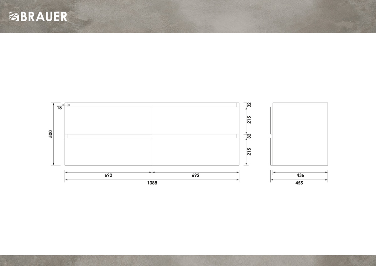 Brauer Joy onderkast 140cm met 4 softclose lades forest cacao