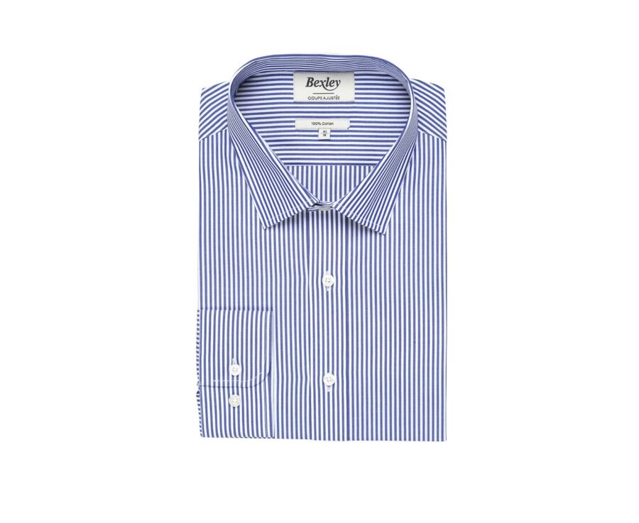 Chemise coton rayée navy et blanc - MAXIMILIEN