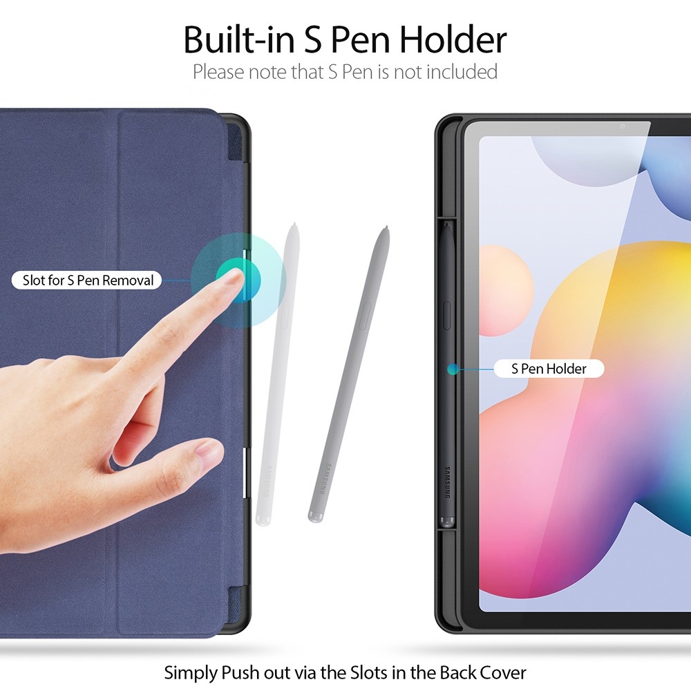 Samsung Galaxy Tab S6 Lite (2024/2022/2020) Tasche Smart Cover Hülle Stoff Design S-Pen Halterung - Dunkelblau