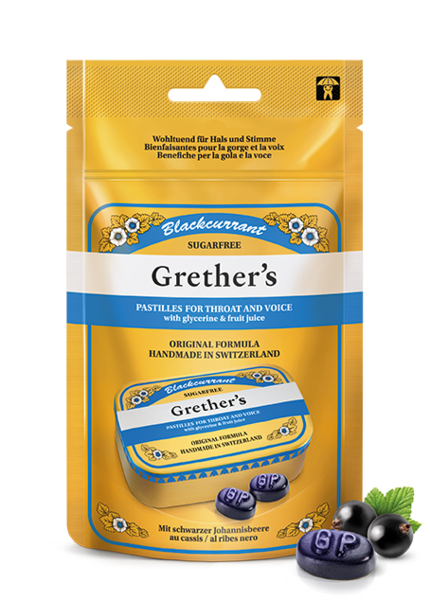 GRETHERS Blackcurrant Pastillen Pastillen ohne Zucker Btl 110 g