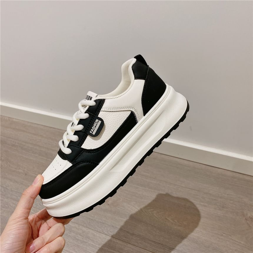 Silverslyre - Platform veterschoenen van imitatieleer