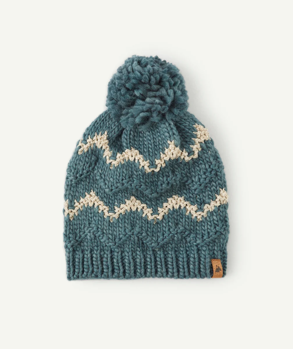 BONNET FILLE EN FIBRES RECYCLÉES BLEU CANARD ET BRILLANT