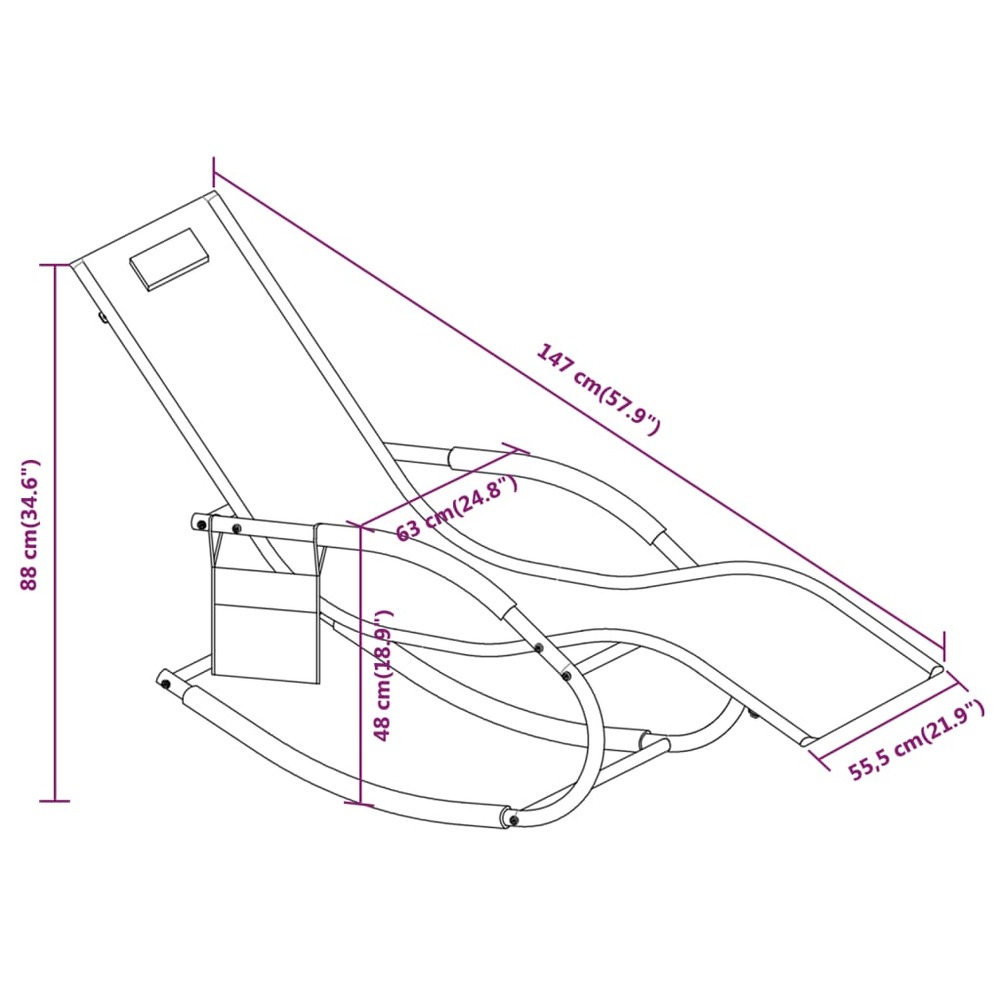 Transat chaise longue bain de soleil lit de jardin terrasse meuble d'extérieur à bascule acier et textilène vert