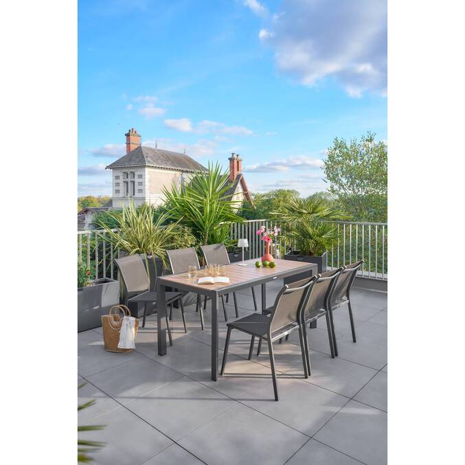 Table de jardin EVASION Effet bois Honey / Graphite