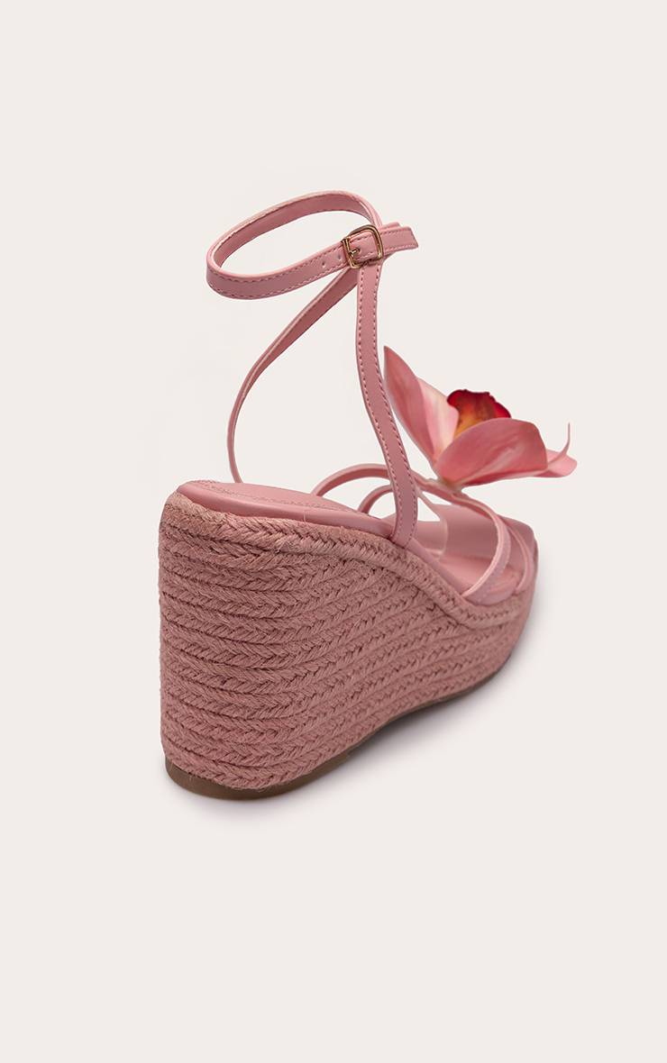 Rose Bébé Compensées À Corde Avec Ornement Orchidée