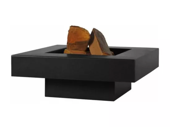 Brasero de jardin carré BACHACHE en acier-80 cm-Acier noir sablé---Acier noir sablé
