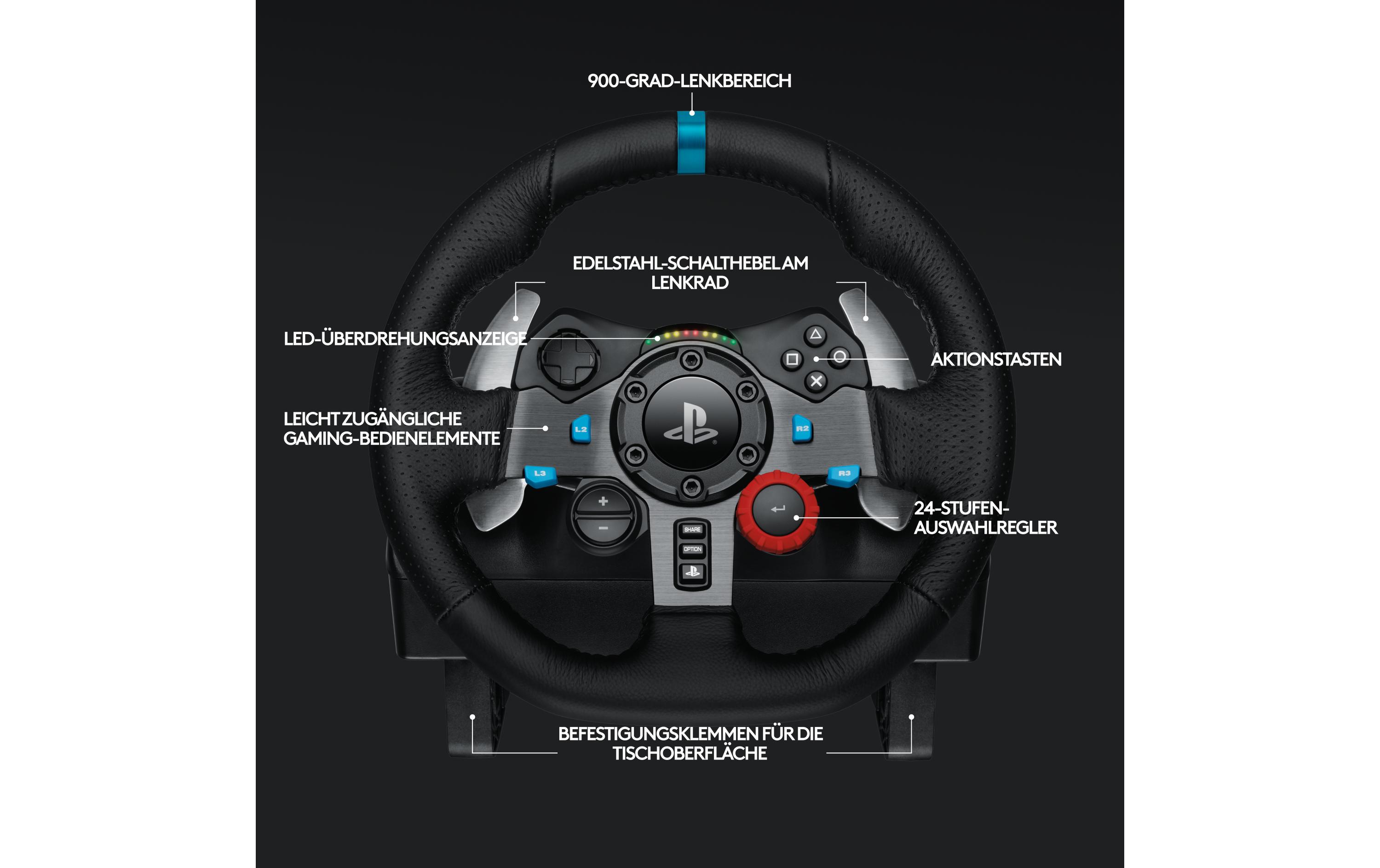 Lenkrad G29 Driving Force PS5 / PS4 / PS3 / PC<br>Rennlenkrad und Pedale für PS5, PS4, PS3 und PC