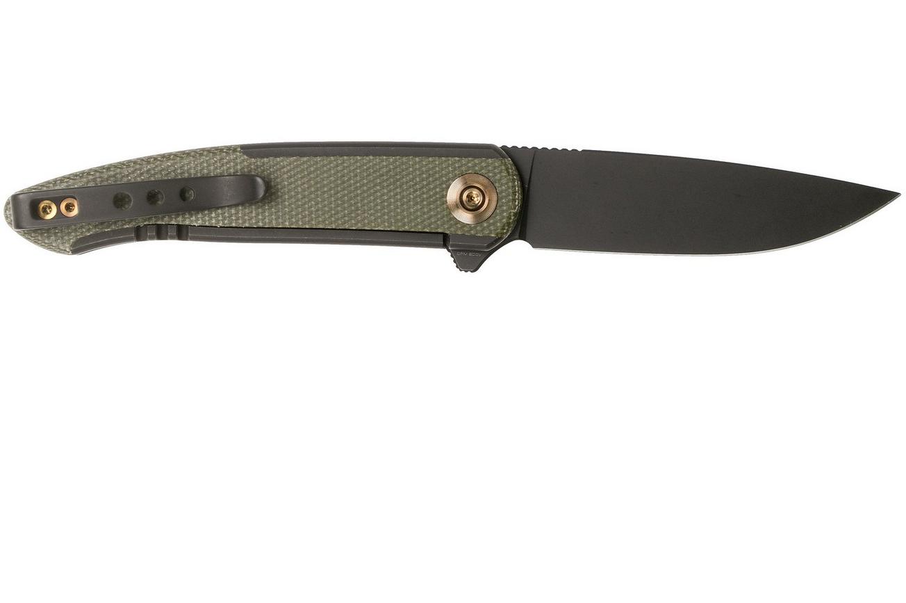 WE Knife Smooth Sentinel WE20043-4 Black Titanium Green Micarta zakmes