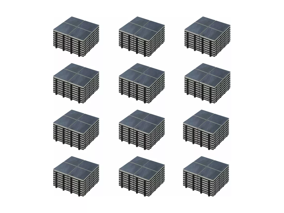 Lot de 96 dalles clipsables en pierre noir