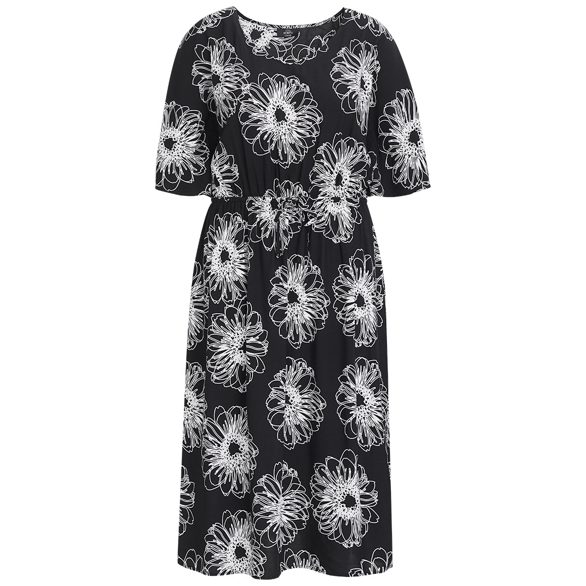 Gina Benotti Damen Kleid mit Blumen allover schwarz / weiss
