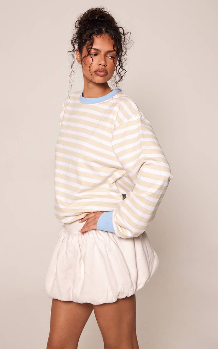 Crème Jupe-short Mini Bouffante En Molleton Doublé