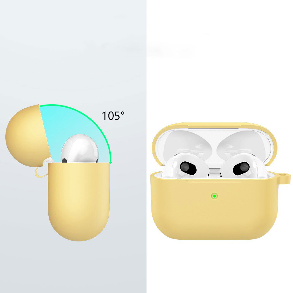 AirPods (3. Generation) Silikon Schutzhülle Abdeckung mit Karabinerhaken - Gelb
